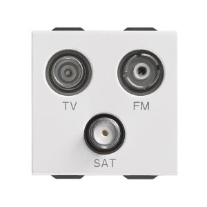 Коаксиална TV розетка TV-FM-SAT единична връзка, три изхода, Бял, 2M VIMAR NEVE UP