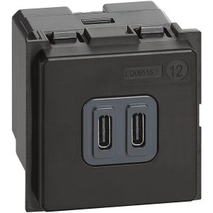Розетка 2xUSB за зареждане тип C 3A 15W 2 мод. Living Now Bticino