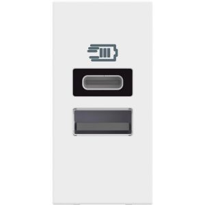 Розетка 2xUSB за зареждане тип A+C 3A 15W 1 мод. цвят Бял /блистер/ Classia Bticino/