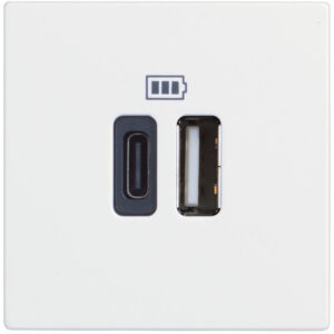 Розетка 2xUSB за зареждане тип A+C 3A 15W 2 мод. цвят Бял /блистер/ Classia Bticino/