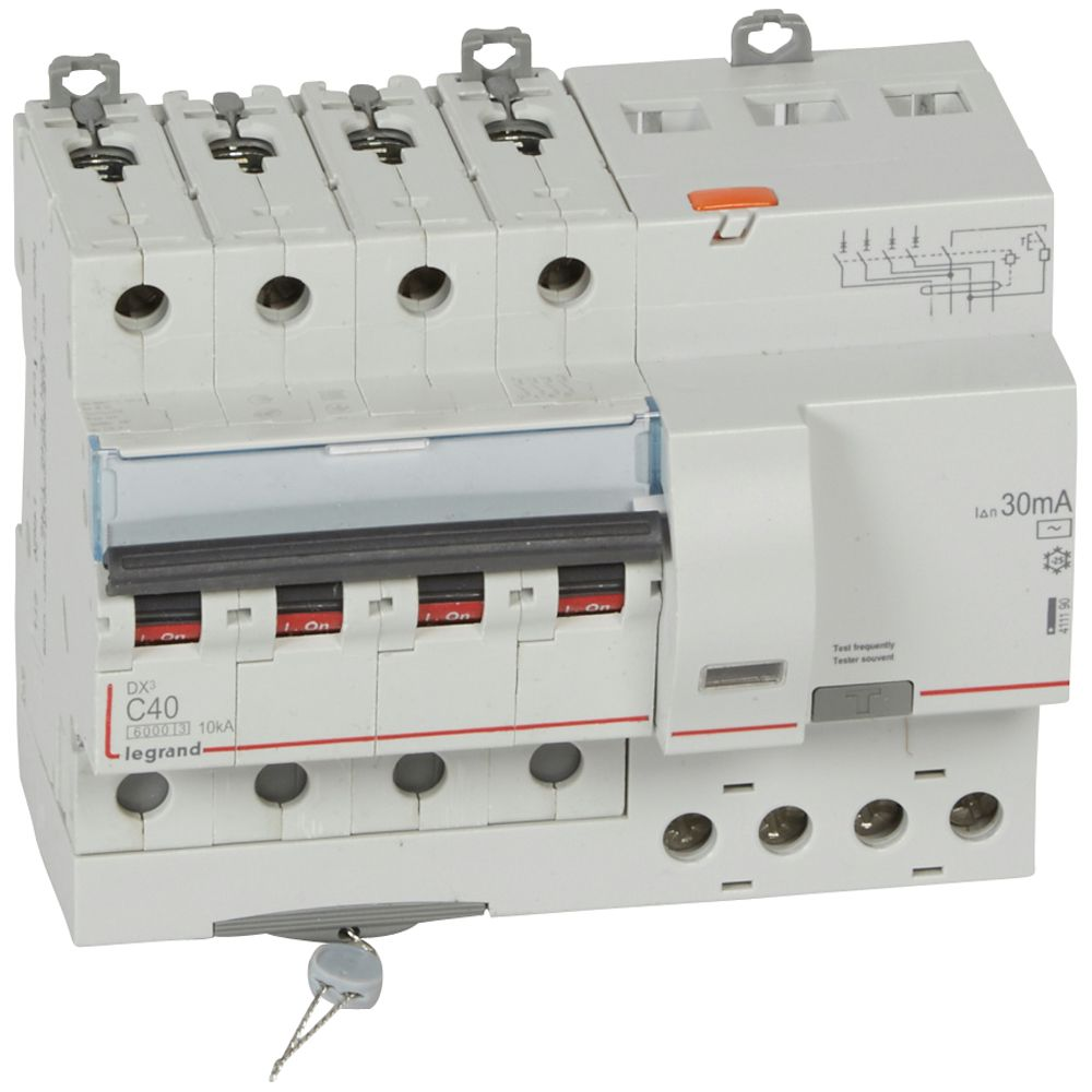 4p Rcbo Abb 411190 Комбинирана дефектнотокова защита DX³ RCBO 4P C40 30mA AC ...