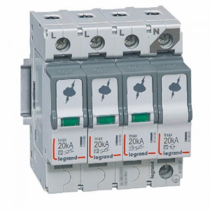 412227 Катоден отводител SPD T2 320 V~ 20kA 3P+N десен LEGRAND