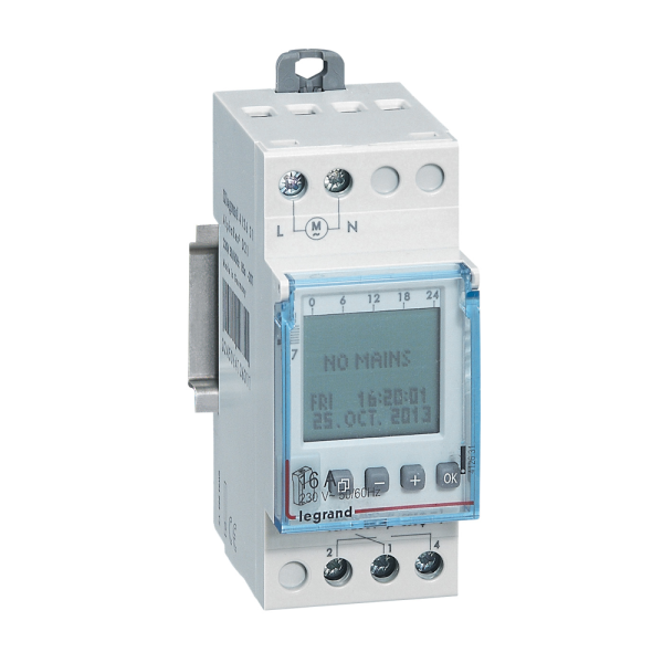 412631 Реле за време седмично с LCD дисплей 56x 1s 16A 1CO 16A 230VAC 2M LEGRAND