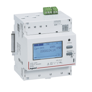 412043 Трифазен електромер за ИНДИРЕКТНО мерене на ел. енергия EMDX3 Modbus 2 тарифи за DIN монтаж 4M MID LEGRAND