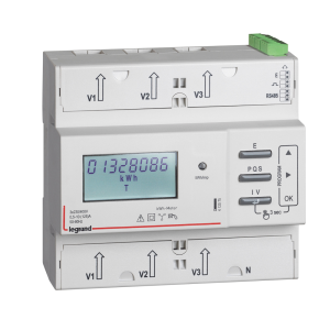 412075 Трифазен електромер за ДИРЕКТНО мерене на ел. енергия EMDX3 Modbus 2 тарифи за DIN монтаж 6M 125A MID LEGRAND