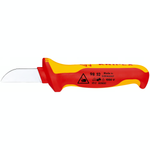 Кабелен нож VDE 1000V жълто-червена ръкохватка 190мм KNIPEX