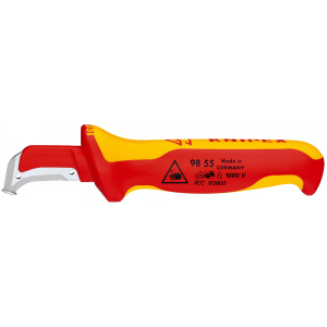 Кабелен нож извит с предпазител VDE 1000V жълто-червена ръкохватка 180мм KNIPEX