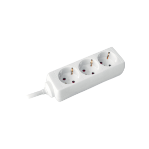 Разклонител БЯЛ 3x2P+E с кабел 1.4 метра / 1.0mm2 COMMEL