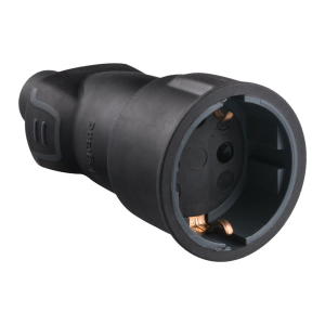 Куплунг черен 2P+Т 16A ІР44 250V гумиран LEGRAND