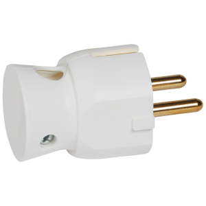 Щепсел бял 2P+Т 16A 250V 90'' изход на кабела LEGRAND