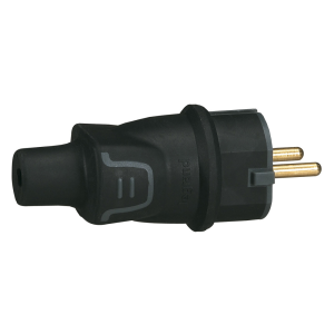 Щепсел черен 2P+Т 16A ІР44 250V гумиран LEGRAND
