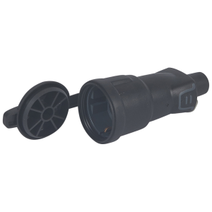 Куплунг черен 2P+T 16A IP44 250V гумиран с капаче LEGRAND