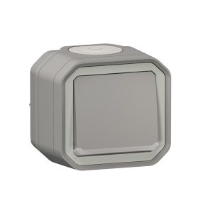 NO бутон Plexo New с подсветка 10А СГЛОБЕН, ОМ, сив, Legrand