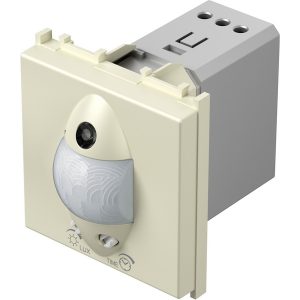 Датчик за движение PIR, 110°, обхват 8m @ h=1.2m, ≤ 80W, изисква неутрала, 2M, цвят Крем гланц, Modul TEM