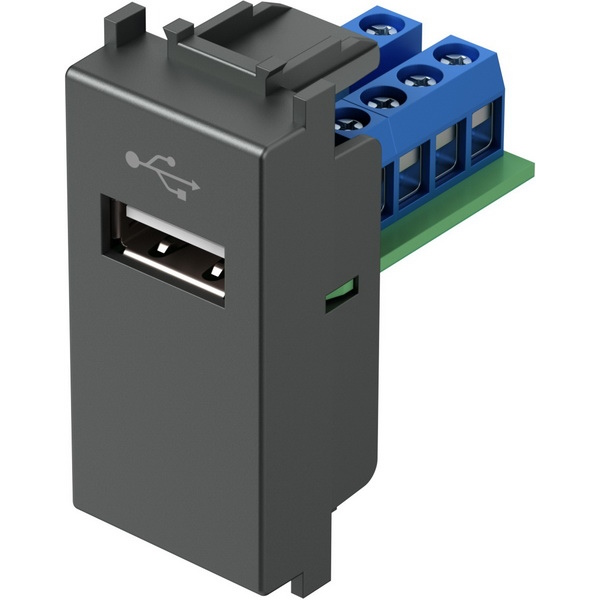 Розетка USB A 2.0 за данни 1M, цвят Антрацит, Modul TEM Розетка USB A 2.0 за данни 1M, цвят Антрацит, Modul TEM
