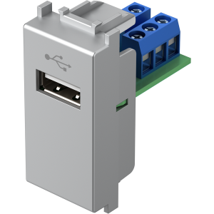 Розетка USB A 2.0 за данни 1M, цвят Сребро мат, Modul TEM