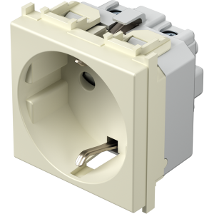 Контакт шуко 2P+E 16A 2M, цвят Крем гланц, Modul TEM