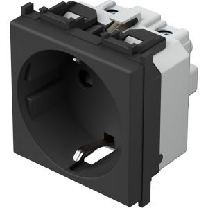 Контакт шуко 2P+E 16A 2M, цвят Черен мат, Modul TEM