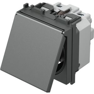Контакт шуко 2P+E 16A 2M с капаче, цвят Антрацит, Modul TEM