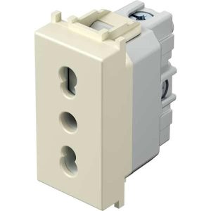 Контакт италиански стандарт 2P+E 16A 1M, цвят Крем гланц, Modul TEM