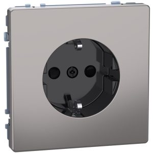 Контакт шуко с лицев панел и Д.З. цвят Никел System Design Merten SE