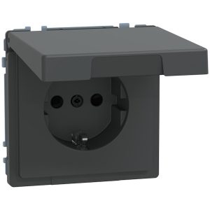Механизъм контакт шуко с лицев панел IP44 цвят Антрацит System Design Merten SE