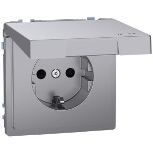 Механизъм контакт шуко с лицев панел IP44 цвят Неръждаема стоман System Design Merten SE