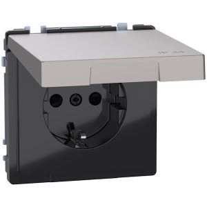 Механизъм контакт шуко с лицев панел IP44 цвят Никел System Design Merten SE