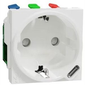 Контакт шуко с детска защита авт. и USB тип C 2 мод. цвят Бял Unica SE