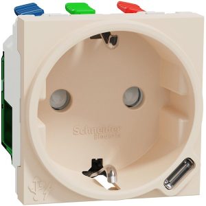 Контакт шуко с детска защита авт. и USB тип C 2 мод. цвят Крем Unica SE