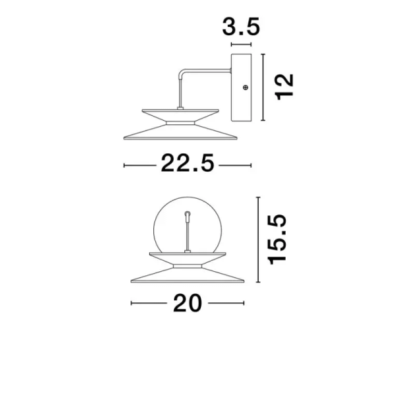 Аплик MORFI-9416953 Черно/Злато TRIAC DIMMER NOVA LUCE