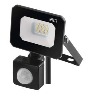 Прожектор LED 10W 4000K 1000lm 120° x 120° 25000h IP44 черен с датчик SIMPO EMOS