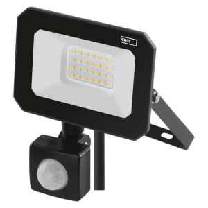 Прожектор LED 20W 4000K 2000lm 120° x 120° 25000h IP44 черен с датчик SIMPO EMOS