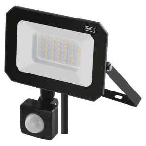 Прожектор LED 30W 4000K 3000lm 120° x 120° 25000h IP44 черен с датчик SIMPO EMOS