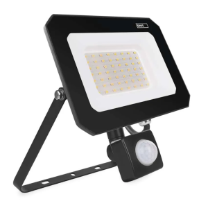 Прожектор LED 50W 4000K 5000lm 120° x 120° 25000h IP44 черен с датчик SIMPO EMOS
