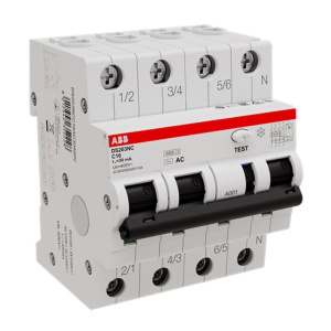 ДТЗ комбинирана DS203NC 3P+N 32A крива C 30mA тип AC 6kA 4 мод. ABB