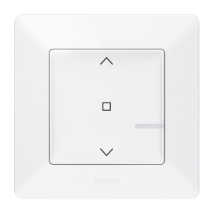 Ключ за щори жичен Smart, ИЗИСКВА НЕУТРАЛА, Valena Life Бял с рамка Legrand с Netatmo