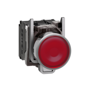 Бутон сглобен червен 1NO-1NC светещ 24Vac/dc Ø22mm XB4 SE