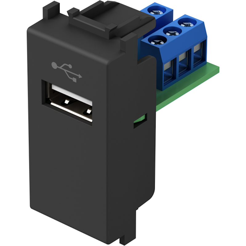Розетка USB A 2.0 за данни 1 мод. цвят Черен мат Modul TEM Розетка USB A 2.0 за данни 1 мод. цвят Черен мат Modul TEM