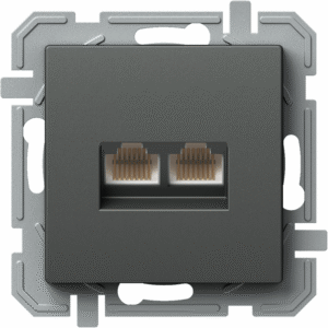 Розетка 2xRJ45 UTP cat.5e цвят Антрацит Logiq TEM